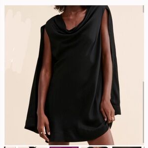 Anthropologie Maeve Black Cape-Sleeve Mini Dress
